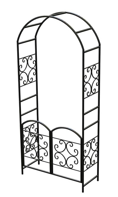 Panacea Scroll Arbor With Gate Black 90h Birdyard Direct 6088