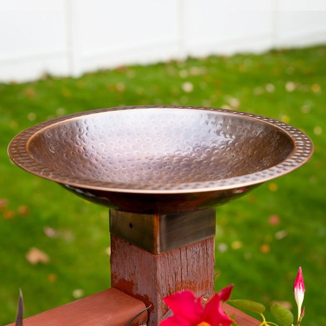 Achla Metal Bird Bath for 4 x 4 Post, Hammered Copper Finish