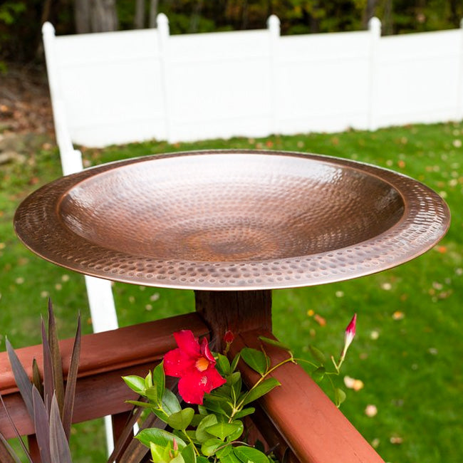 Achla Extra Large Metal Bird Bath w/Post Mount, Copper Color