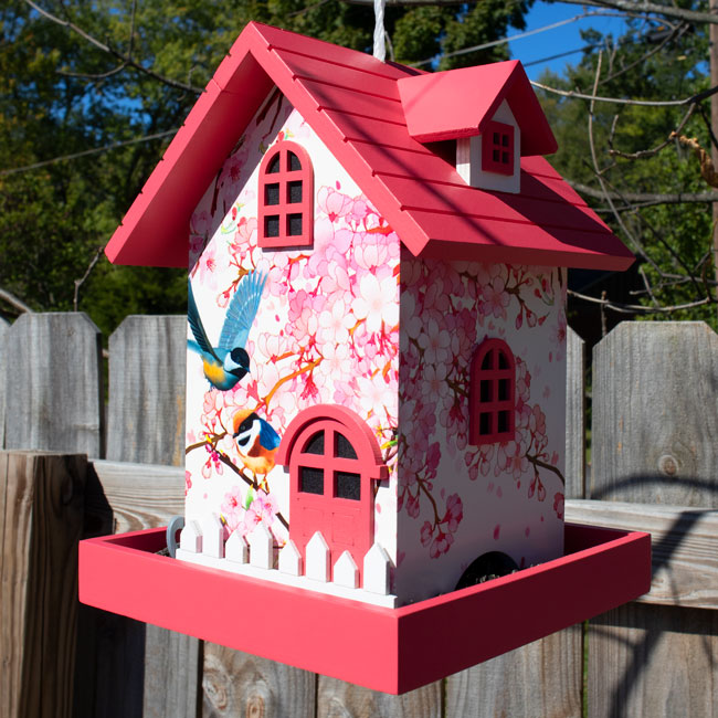 Home Bazaar Homestyle Bird Feeder, Cherry Blossom/Chickadee