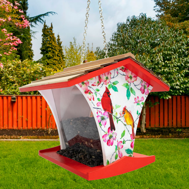 Home Bazaar Happy Hopper Bird Feeder, Cardinals & Dogwood