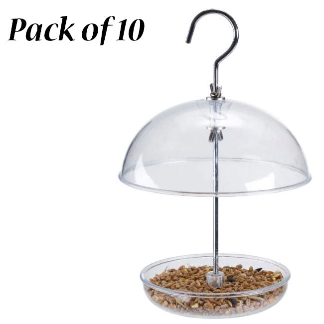 Clear Domed Platform Bird Feeders, Pack of 10