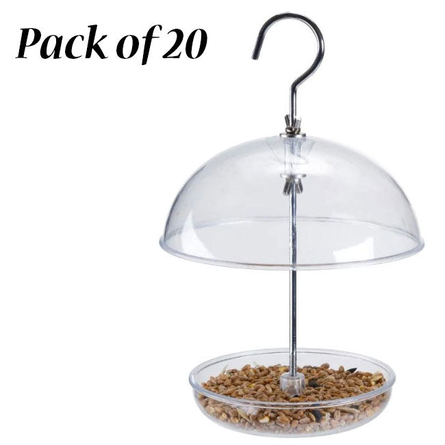 Clear Domed Platform Bird Feeders, Pack of 20