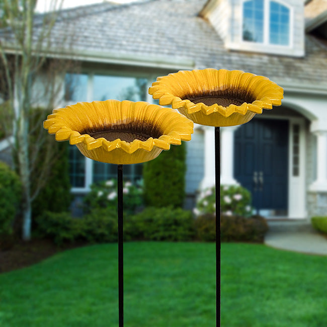 Sunflower Staked Bird Feeder Sets, Pack of 12