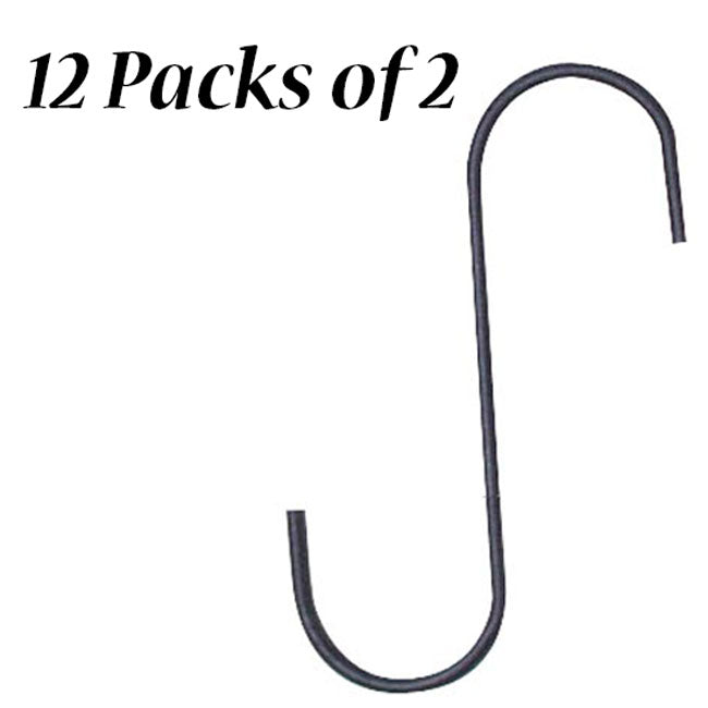 Panacea Garden 'S' Hooks, Black, 6", 12 Packs of 2