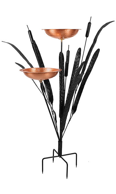 Achla Double Cattail Bird Bath, Copper