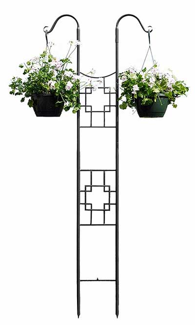 Achla Square on Squares Double Pole Trellis, Graphite, 83.5"