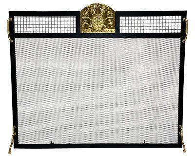 Achla Flat Fireplace Screen with Polished Pineapple Emblem