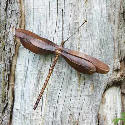 Ancient Graffiti Metal Dragonfly Wall Art, Copper, 20.5"W