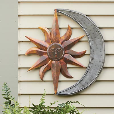 Ancient Graffiti Metal Celestial Wall Art, Copper and Silver