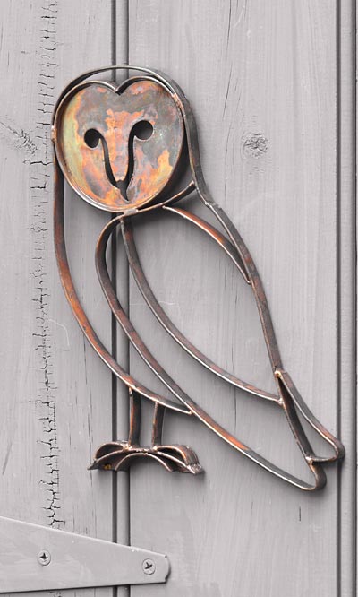 Ancient Graffiti Steel Barn Owl Wall Art, Copper, 7.5"W