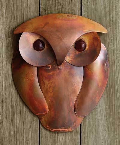 Ancient Graffiti Solid Owl Wall Art, Flamed Copper Colored