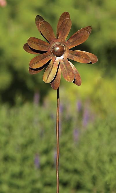 Ancient Graffiti Kinetic Zinnia Spinner, Copper, 36"H