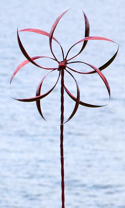 Ancient Graffiti Kinetic Lg. Dual Feather Spinner, Red, 75"H