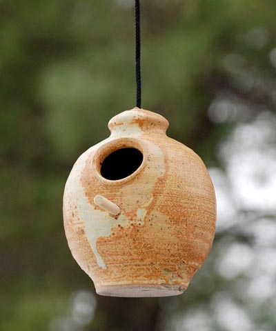 Anthony Stoneware Small Bird Feeder, Butternut