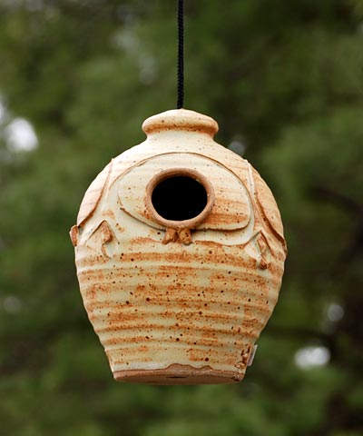 Anthony Stoneware Bird House, Small, Butternut