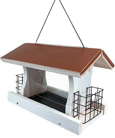 Audubon Nantucket White Coppertop Ranch Feeder w/Suet Cages