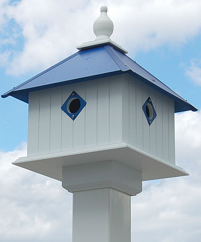 Wing & A Prayer Carriage Bird House, Cobalt Blue Roof