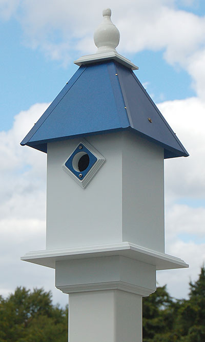 Wing & A Prayer Classic Bluebird House, Cobalt Blue Roof