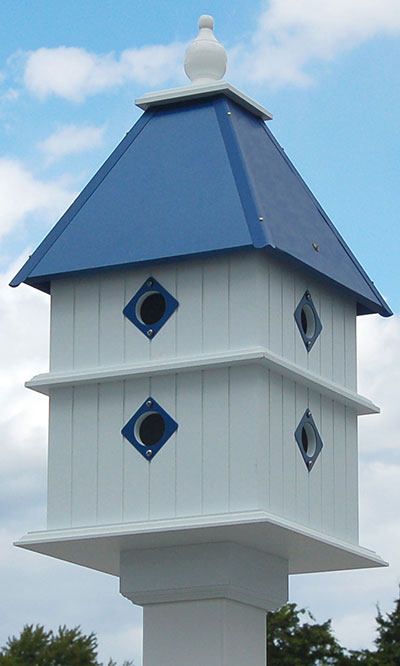 Wing & A Prayer Plantation Bird House, Cobalt Blue Roof