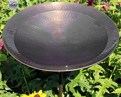 Achla Metal Bird Bath and Stake, Burnt Copper Colored