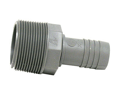 Flexible Tubing Adapter, 1 1/2" MPT x 1" Barb