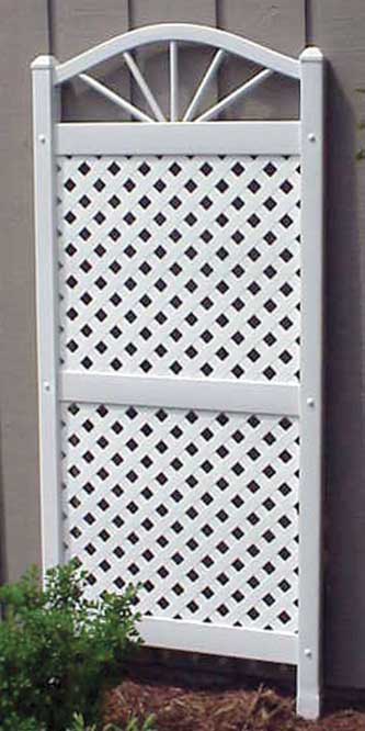 Dura-Trel Sunburst White Lattice Trellis, White, 62"H