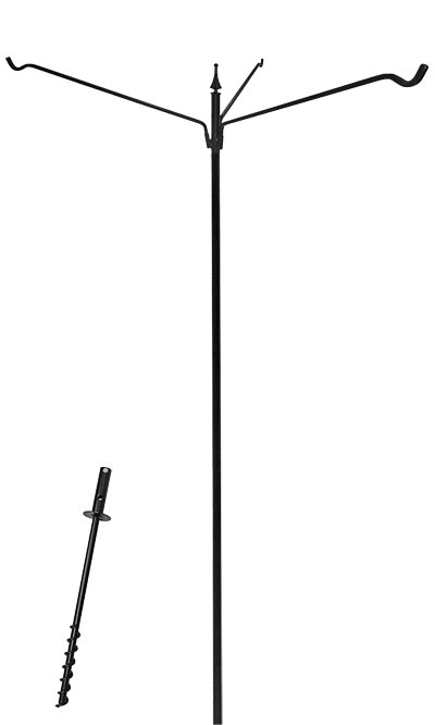 Erva Five Piece Pole Kit with Extended Arms, Black, 9' 3"