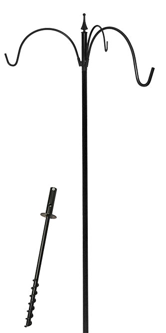 Erva Five Piece Birding Pole Kit w/ Triple Hanger, Black, 9'