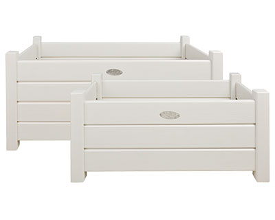 Esschert Country Folklore Dual Rectangular Planters, White