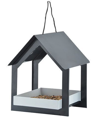 Esschert Design Hanging Fly Through Bird Feeder, Black/Gray