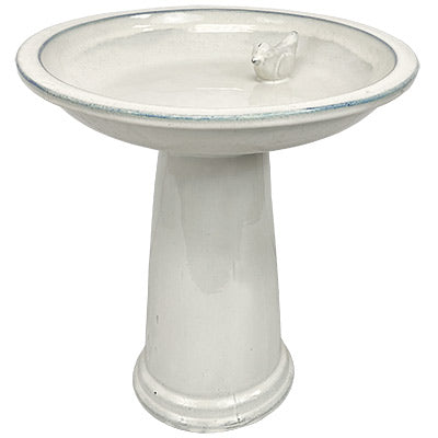 Esschert Design Ceramic Bird Bath and Pedestal, White