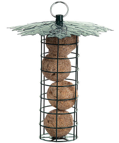 Esschert Design Suet Ball Feeder with Leaf Roof, Green