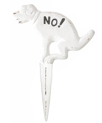 Esschert Design Cast Iron "NO!" Pooping Yard Sign, White