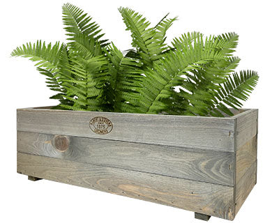 Esschert Design Wooden Rectangular Planter, Gray, 23.25"L