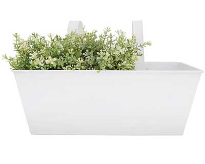 Esschert Design Rectangular Balcony Flower Planter, White