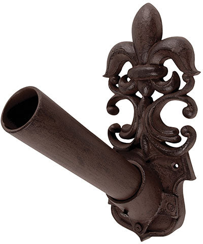 Esschert Design Fleur de Lis Flagpole Holder, Brown, 8.5"