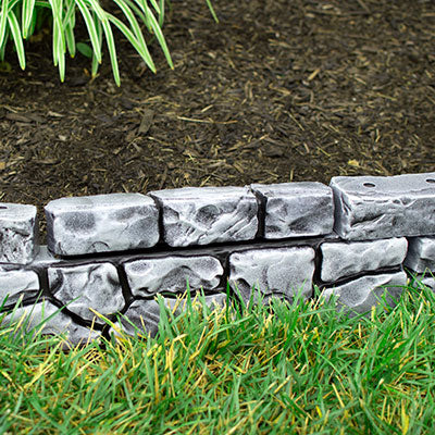 Gardeneer Stonewall Faux Stone Border Edge, Grey, 117"Lx6"H