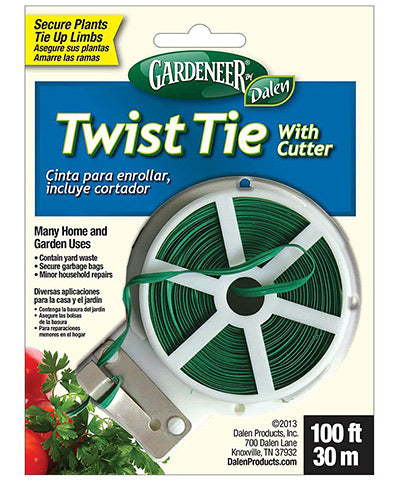 Gardeneer Twist Tie Plant Securer with Cutter, 100'