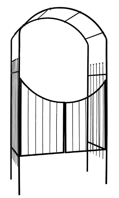 Gardman Savannah Arch and Gate by Harbor Gardens, Black, 96"