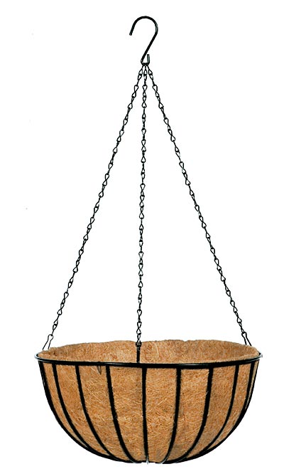 Gardman Hanging Planter with Coco Liner, Black, 14" dia.