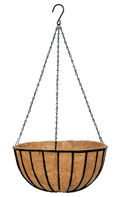 Gardman Hanging Planter with Coco Liner, Black, 16" dia.