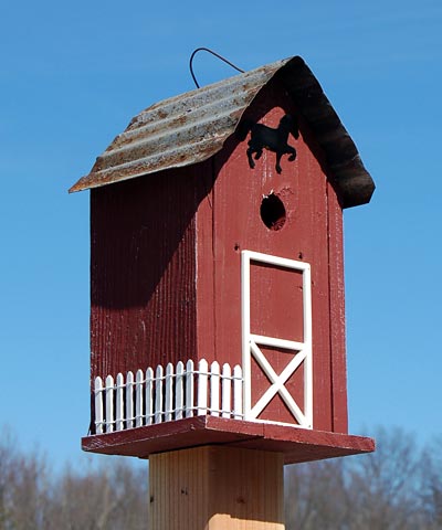 Bird In Hand Amish Made Summitville Stable Bird House, Red