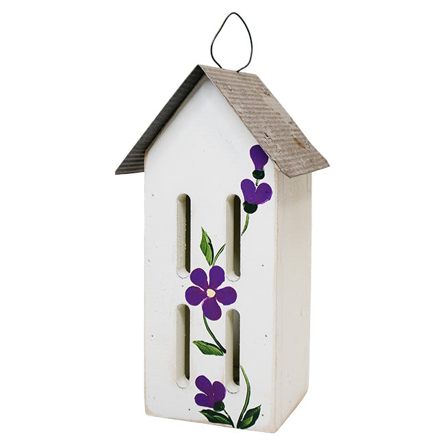 Bird In Hand Amish Made Butterfly House w/Flowers, White