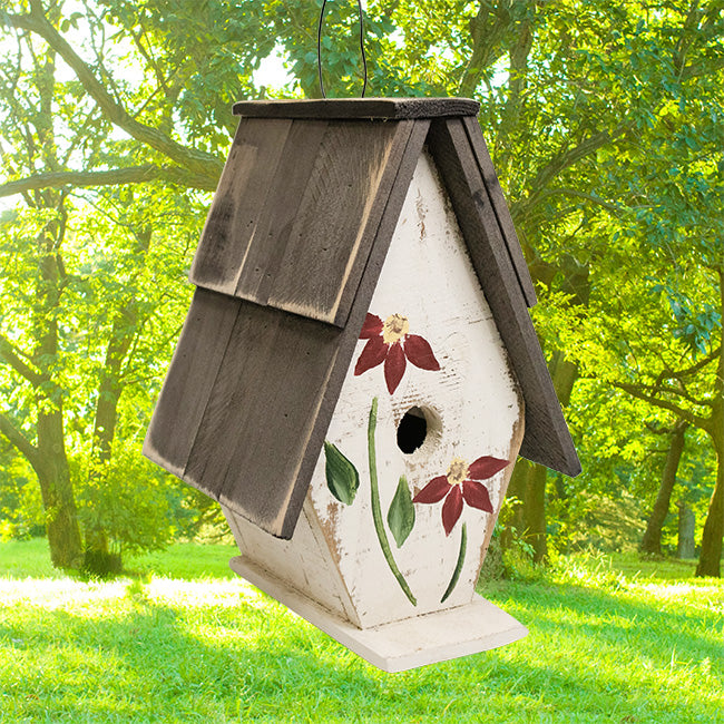 Bird In Hand Amish Made A-Frame Wren House, White