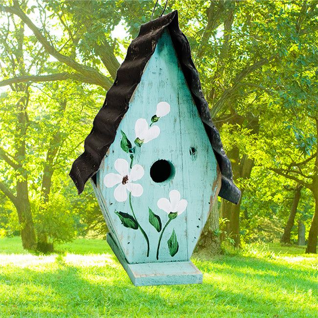 Bird In Hand Amish Made A-Frame Wren House, Teal