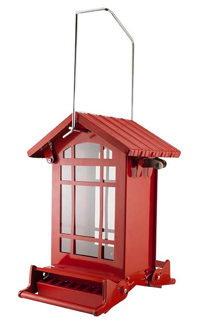 Chateau Squirrel Resistant Weight Sensitive Bird Feeder, Red