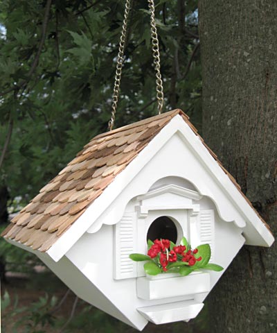 Home Bazaar Little Hanging Wren House, White