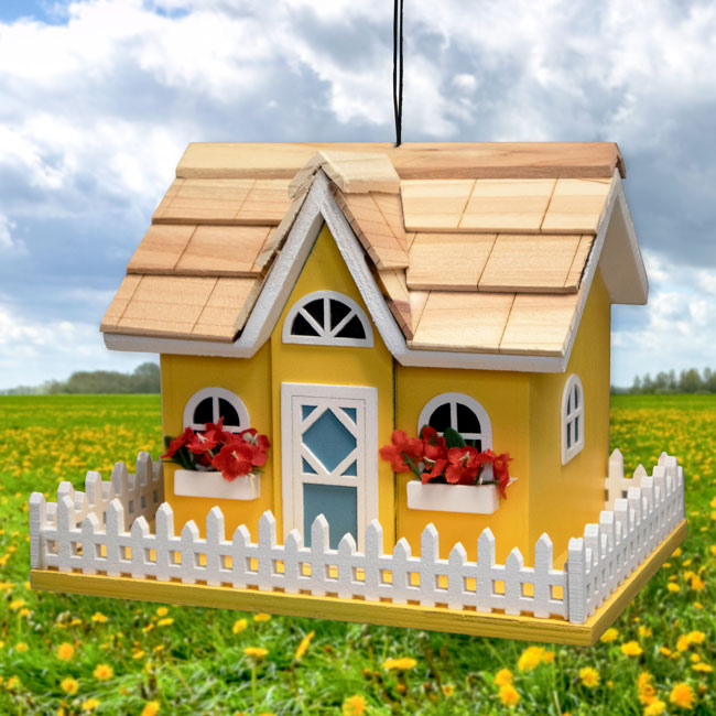 Home Bazaar Snuggle Inn Bird House, Yellow