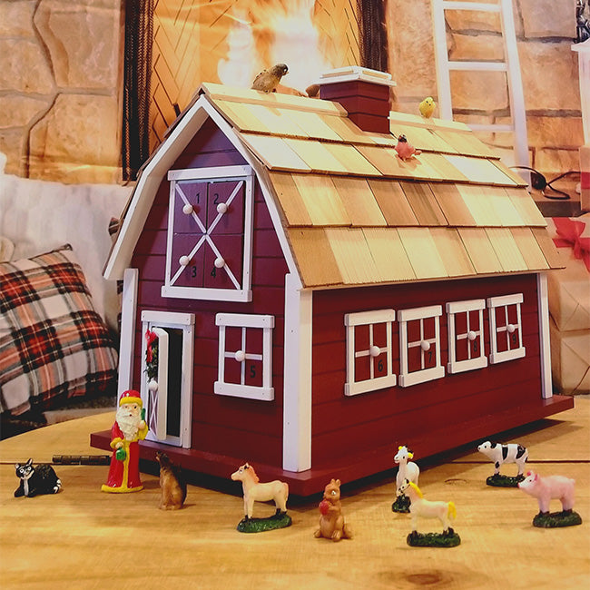 Home Bazaar Red Christmas Barn Advent Calendar